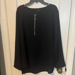 Ann Taylor Navy Tunic with Silver Zipper